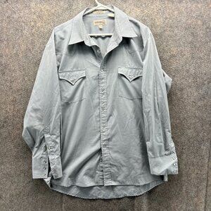 Sheplers Shirt Mens 17 34 Grey Pearl Snap Western Cowboy Rodeo Cotton Stretch